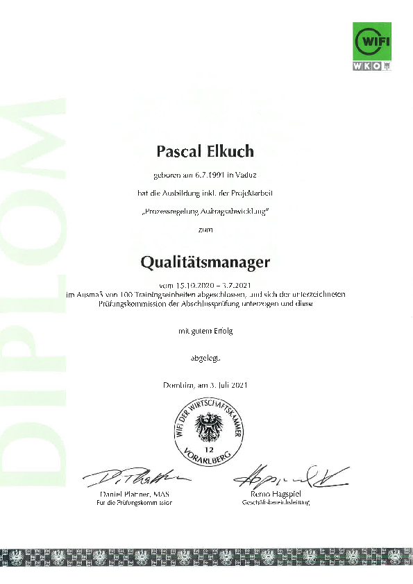 Q Manager Zertifikat (Pascal Elkuch)
